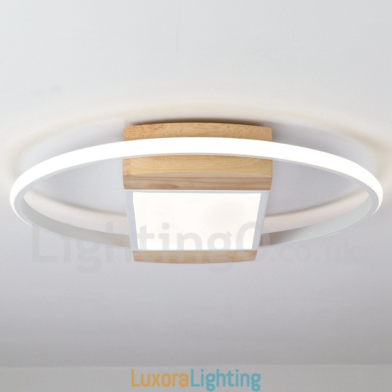 Designer Touch Decorative Dimmable White Round Wood Ceiling Light Ultrathin Ceiling Lamp Also Can Be Used As Wall Light