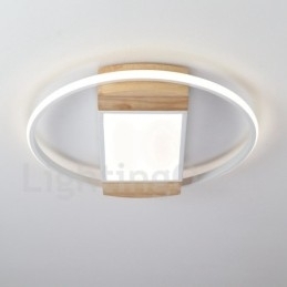 Designer Touch Decorative Dimmable White Round Wood Ceiling Light Ultrathin Ceiling Lamp Also Can Be Used As Wall Light