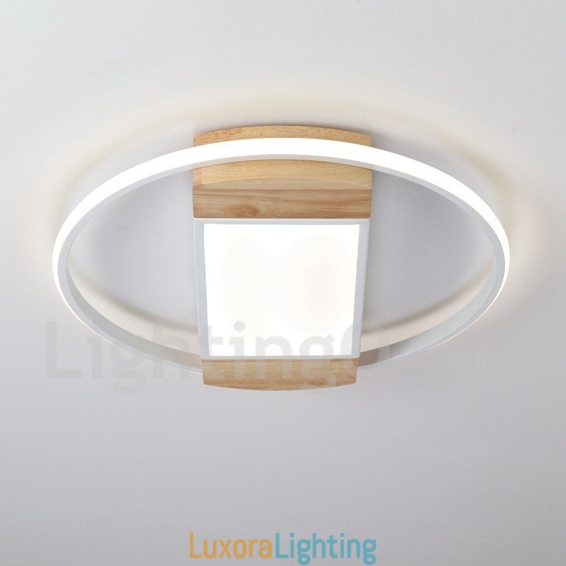 Designer Touch Decorative Dimmable White Round Wood Ceiling Light Ultrathin Ceiling Lamp Also Can Be Used As Wall Light