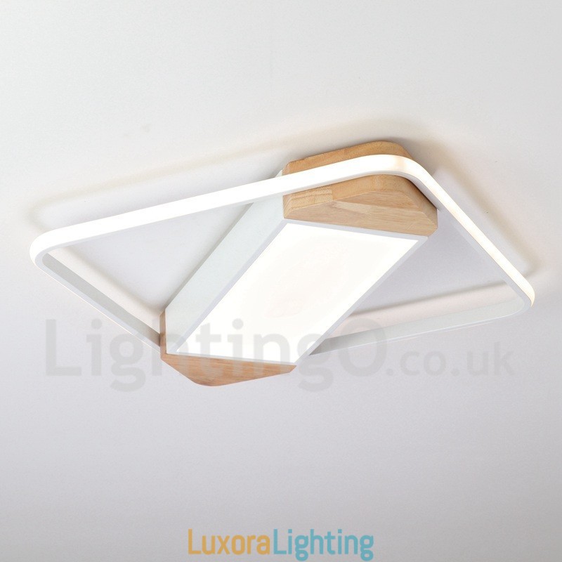 Designer Touch Decorative Dimmable White Square Wood Ceiling Light Ultrathin Ceiling Lamp Also Can Be Used As Wall Light