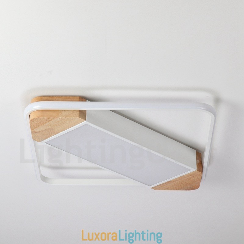 Designer Touch Decorative Dimmable White Square Wood Ceiling Light Ultrathin Ceiling Lamp Also Can Be Used As Wall Light