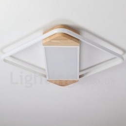 Designer Touch Decorative Dimmable White Square Wood Ceiling Light Ultrathin Ceiling Lamp Also Can Be Used As Wall Light