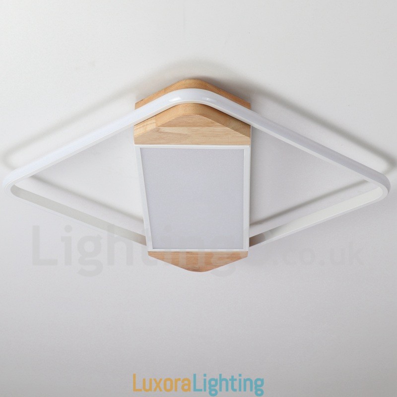 Designer Touch Decorative Dimmable White Square Wood Ceiling Light Ultrathin Ceiling Lamp Also Can Be Used As Wall Light