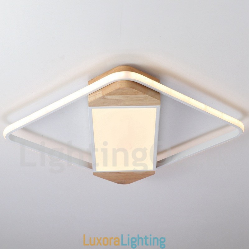 Designer Touch Decorative Dimmable White Square Wood Ceiling Light Ultrathin Ceiling Lamp Also Can Be Used As Wall Light