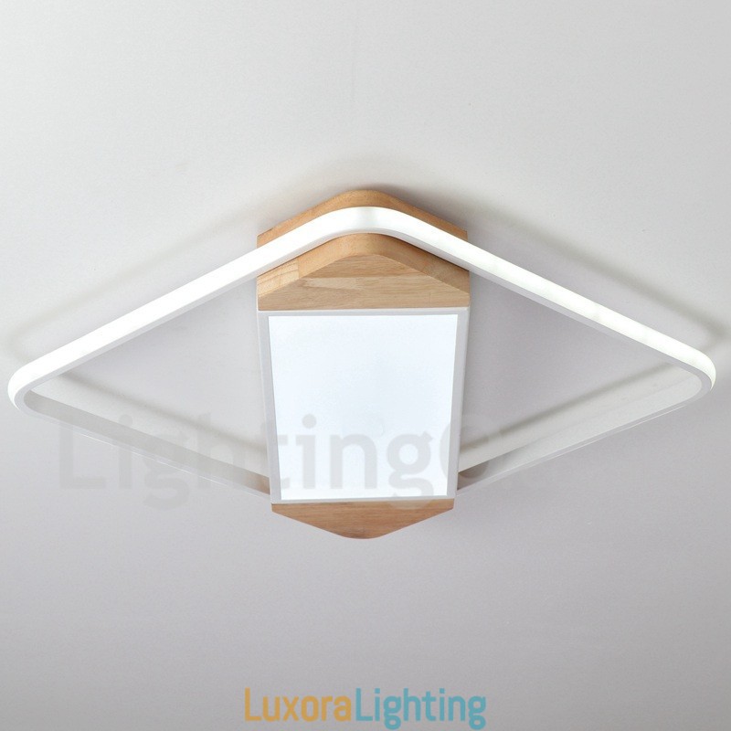 Designer Touch Decorative Dimmable White Square Wood Ceiling Light Ultrathin Ceiling Lamp Also Can Be Used As Wall Light