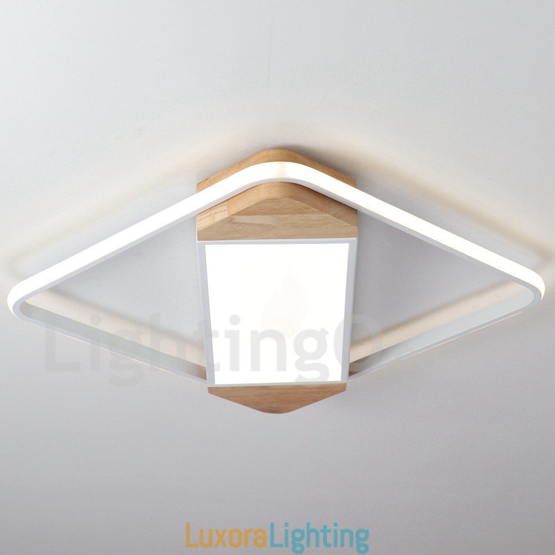 Designer Touch Decorative Dimmable White Square Wood Ceiling Light Ultrathin Ceiling Lamp Also Can Be Used As Wall Light
