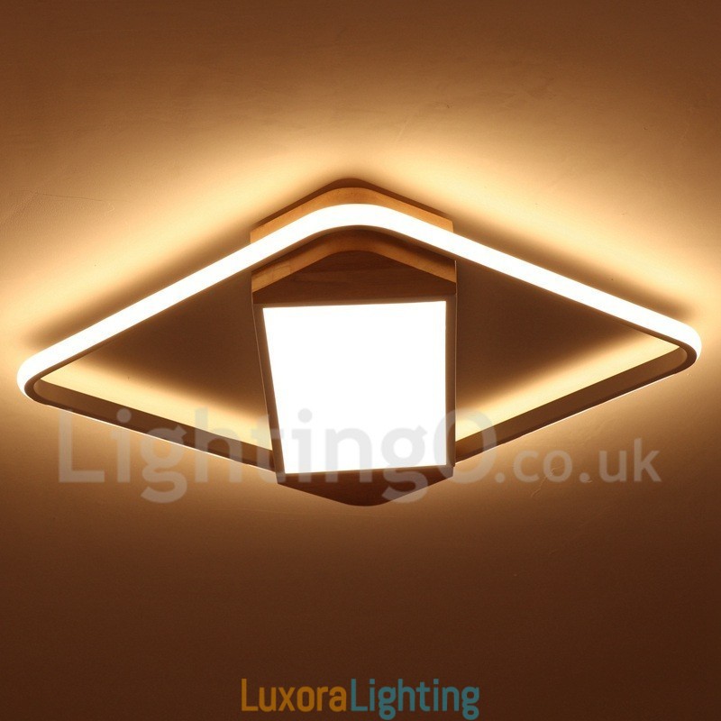 Designer Touch Decorative Dimmable White Square Wood Ceiling Light Ultrathin Ceiling Lamp Also Can Be Used As Wall Light