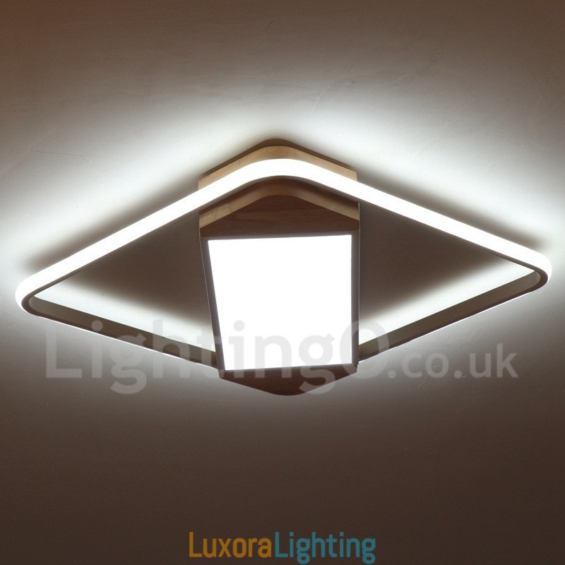 Designer Touch Decorative Dimmable White Square Wood Ceiling Light Ultrathin Ceiling Lamp Also Can Be Used As Wall Light