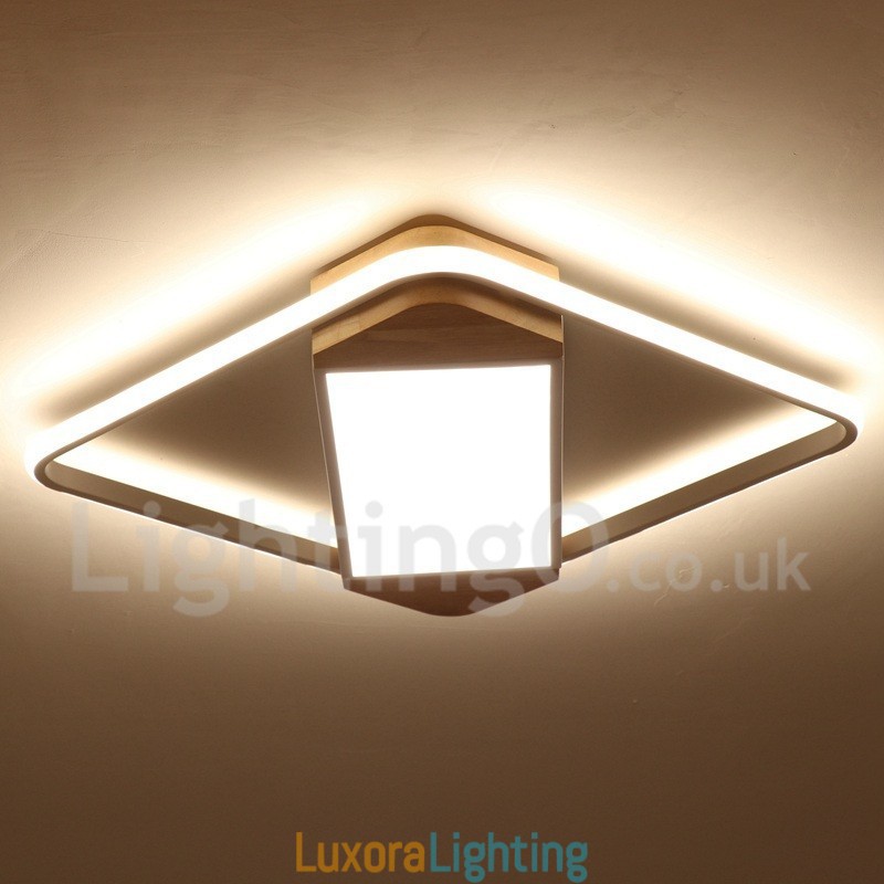 Designer Touch Decorative Dimmable White Square Wood Ceiling Light Ultrathin Ceiling Lamp Also Can Be Used As Wall Light