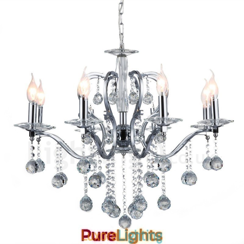 Designer Touch Decorative Chrome Elegant Crystal Candle Chandelier