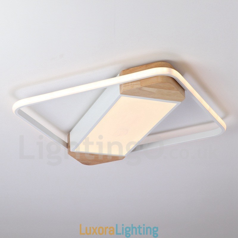 Designer Touch Decorative Dimmable White Square Wood Ceiling Light Ultrathin Ceiling Lamp Also Can Be Used As Wall Light