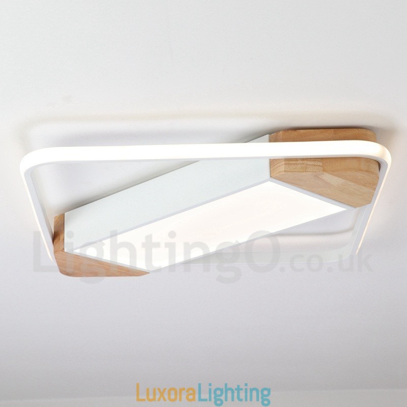 Designer Touch Decorative Dimmable White Square Wood Ceiling Light Ultrathin Ceiling Lamp Also Can Be Used As Wall Light