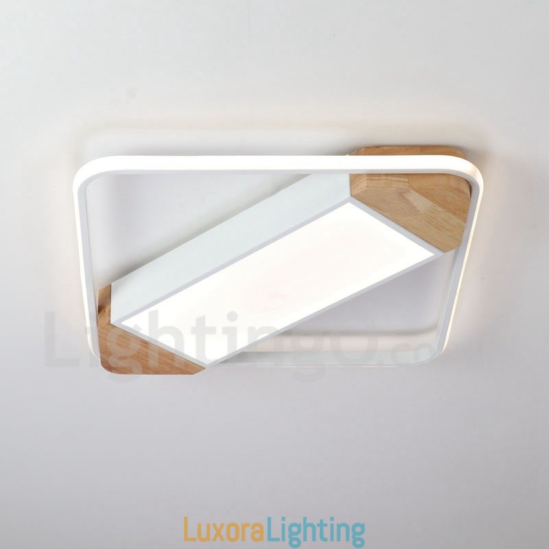 Designer Touch Decorative Dimmable White Square Wood Ceiling Light Ultrathin Ceiling Lamp Also Can Be Used As Wall Light