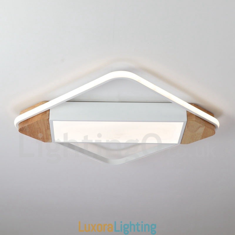 Designer Touch Decorative Dimmable White Square Wood Ceiling Light Ultrathin Ceiling Lamp Also Can Be Used As Wall Light