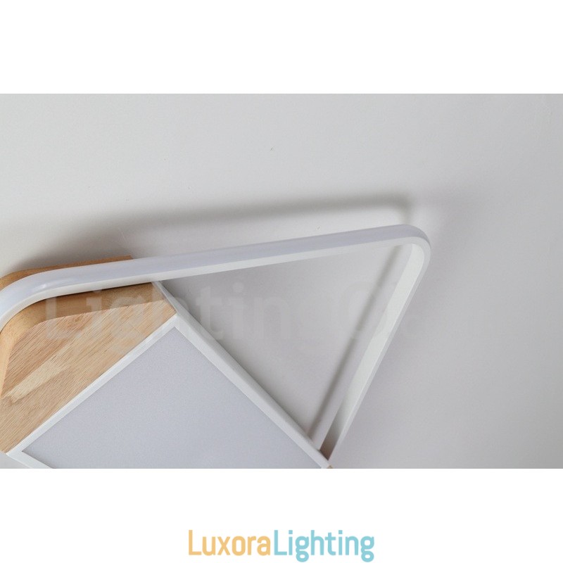 Designer Touch Decorative Dimmable White Square Wood Ceiling Light Ultrathin Ceiling Lamp Also Can Be Used As Wall Light