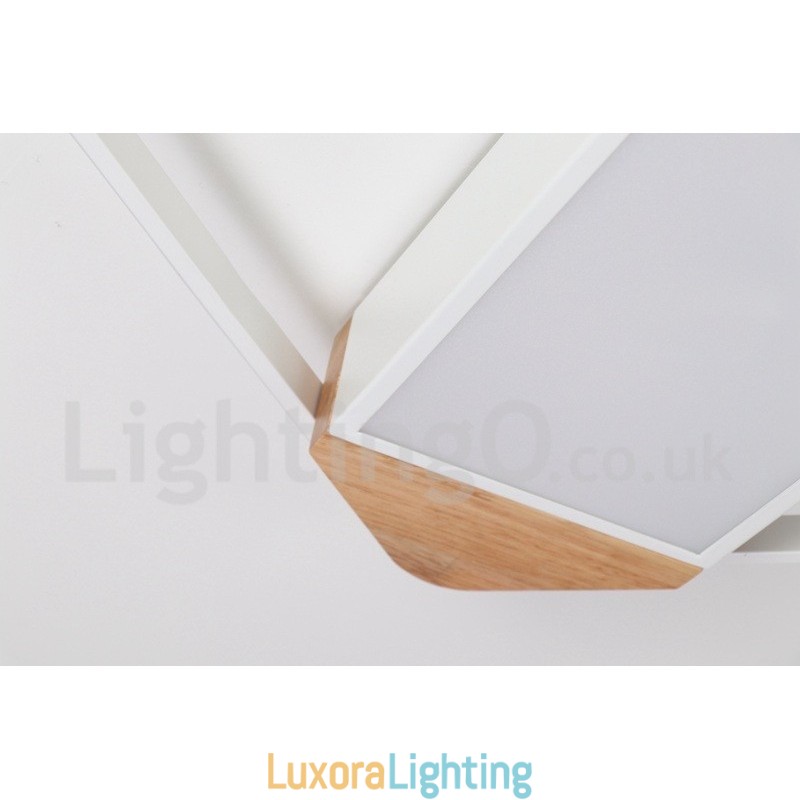 Designer Touch Decorative Dimmable White Square Wood Ceiling Light Ultrathin Ceiling Lamp Also Can Be Used As Wall Light