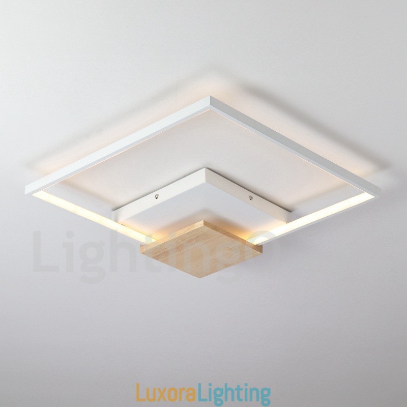 Designer Touch Decorative Dimmable White Square Wood Ceiling Light Ultrathin Ceiling Lamp Also Can Be Used As Wall Light