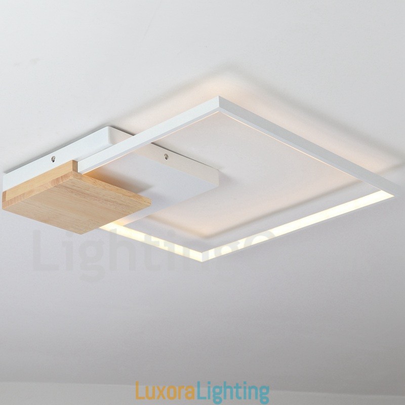Designer Touch Decorative Dimmable White Square Wood Ceiling Light Ultrathin Ceiling Lamp Also Can Be Used As Wall Light