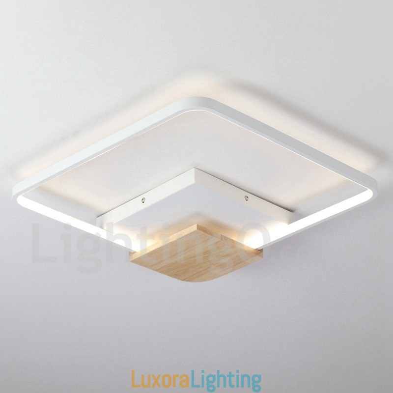 Designer Touch Decorative Dimmable White Square Wood Ceiling Light Ultrathin Ceiling Lamp Also Can Be Used As Wall Light