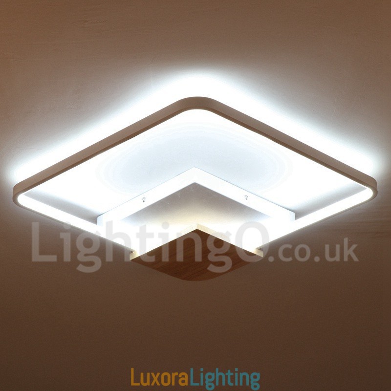 Designer Touch Decorative Dimmable White Square Wood Ceiling Light Ultrathin Ceiling Lamp Also Can Be Used As Wall Light
