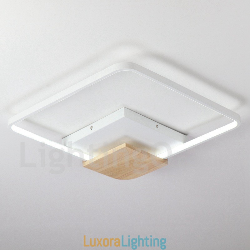 Designer Touch Decorative Dimmable White Square Wood Ceiling Light Ultrathin Ceiling Lamp Also Can Be Used As Wall Light