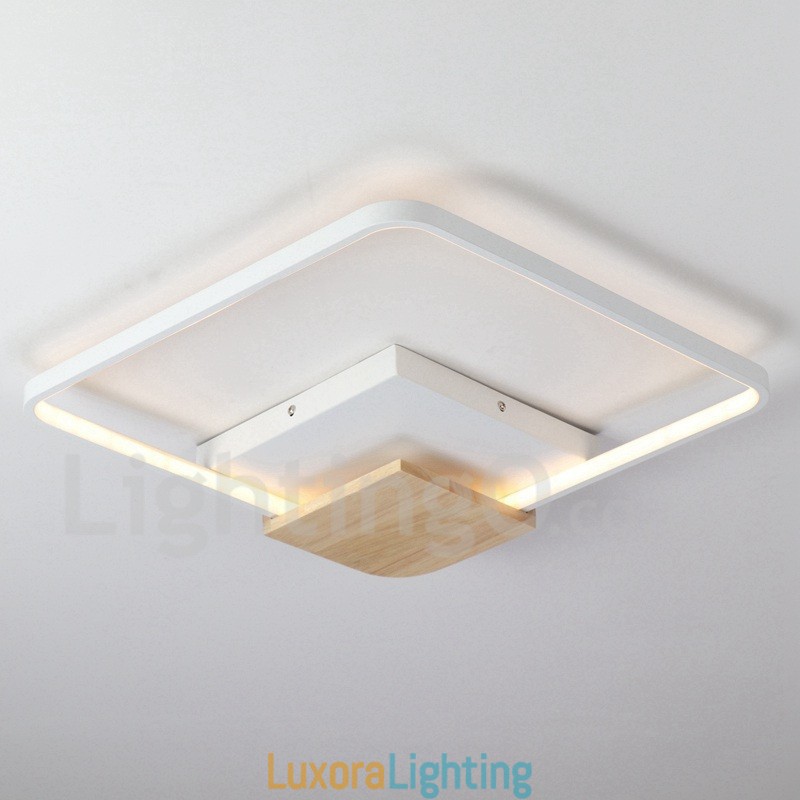 Designer Touch Decorative Dimmable White Square Wood Ceiling Light Ultrathin Ceiling Lamp Also Can Be Used As Wall Light