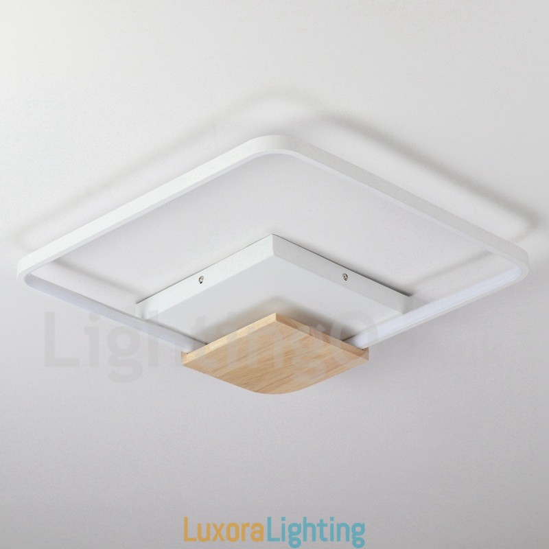 Designer Touch Decorative Dimmable White Square Wood Ceiling Light Ultrathin Ceiling Lamp Also Can Be Used As Wall Light