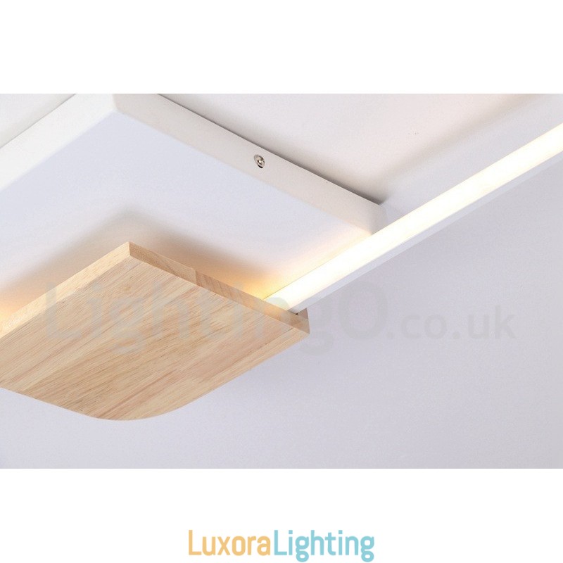 Designer Touch Decorative Dimmable White Square Wood Ceiling Light Ultrathin Ceiling Lamp Also Can Be Used As Wall Light