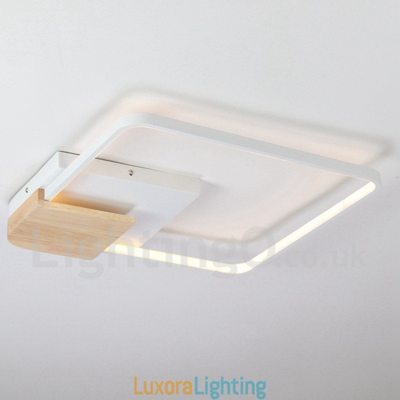Designer Touch Decorative Dimmable White Square Wood Ceiling Light Ultrathin Ceiling Lamp Also Can Be Used As Wall Light
