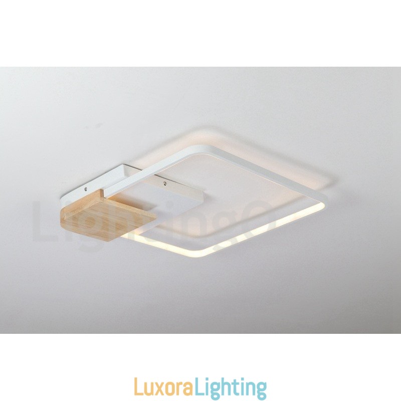 Designer Touch Decorative Dimmable White Square Wood Ceiling Light Ultrathin Ceiling Lamp Also Can Be Used As Wall Light