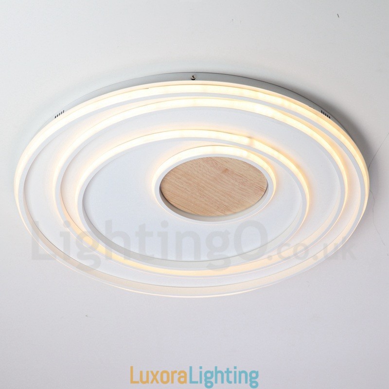 Designer Touch Decorative Dimmable White Rings Wood Ceiling Light Ultrathin Ceiling Lamp Also Can Be Used As Wall Light