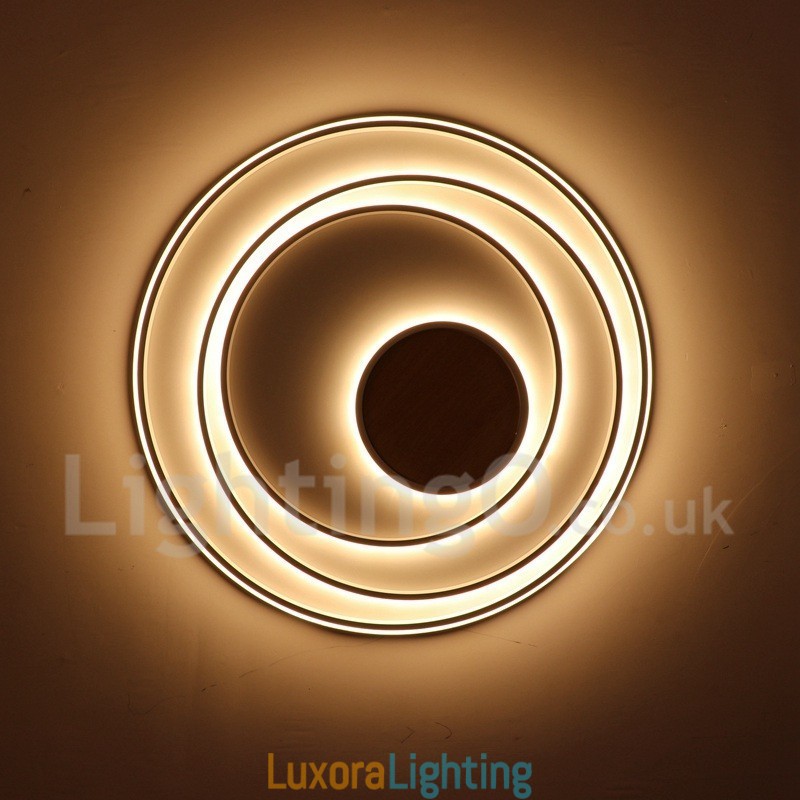 Designer Touch Decorative Dimmable White Rings Wood Ceiling Light Ultrathin Ceiling Lamp Also Can Be Used As Wall Light
