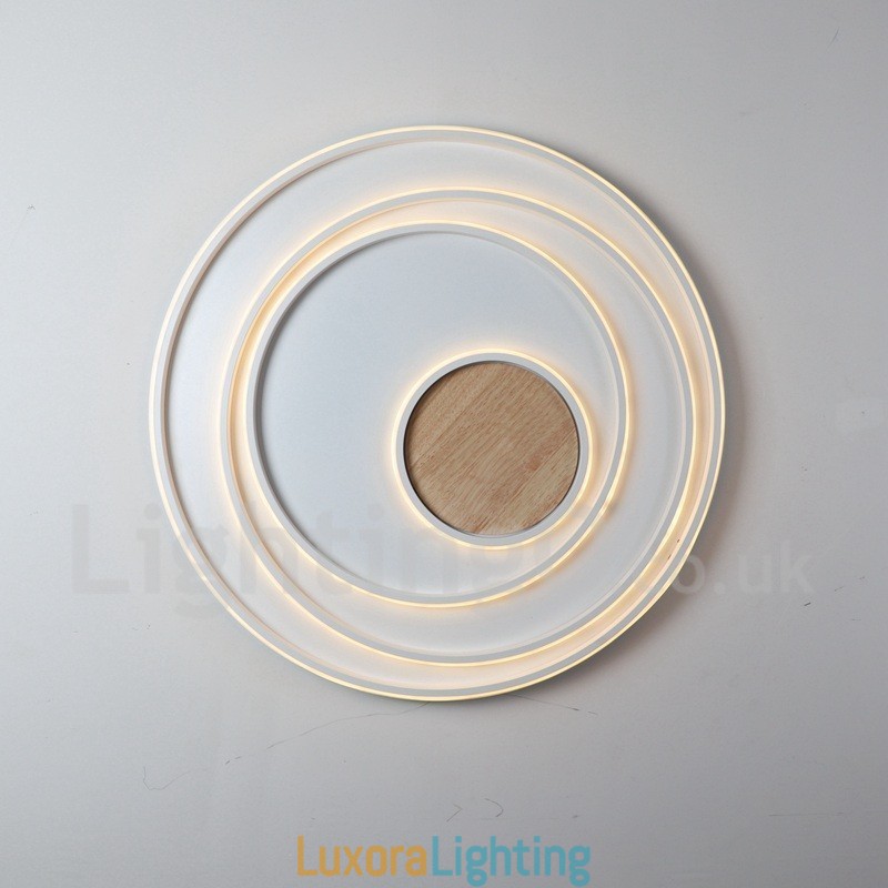Designer Touch Decorative Dimmable White Rings Wood Ceiling Light Ultrathin Ceiling Lamp Also Can Be Used As Wall Light