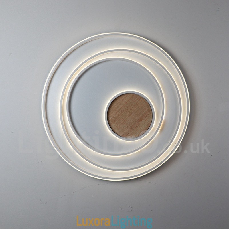 Designer Touch Decorative Dimmable White Rings Wood Ceiling Light Ultrathin Ceiling Lamp Also Can Be Used As Wall Light