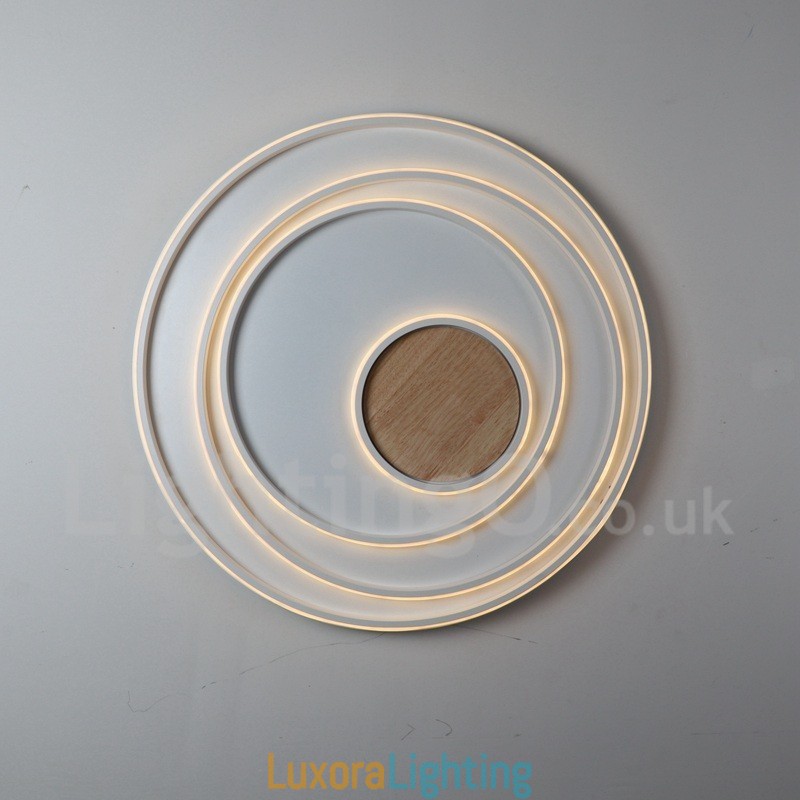 Designer Touch Decorative Dimmable White Rings Wood Ceiling Light Ultrathin Ceiling Lamp Also Can Be Used As Wall Light