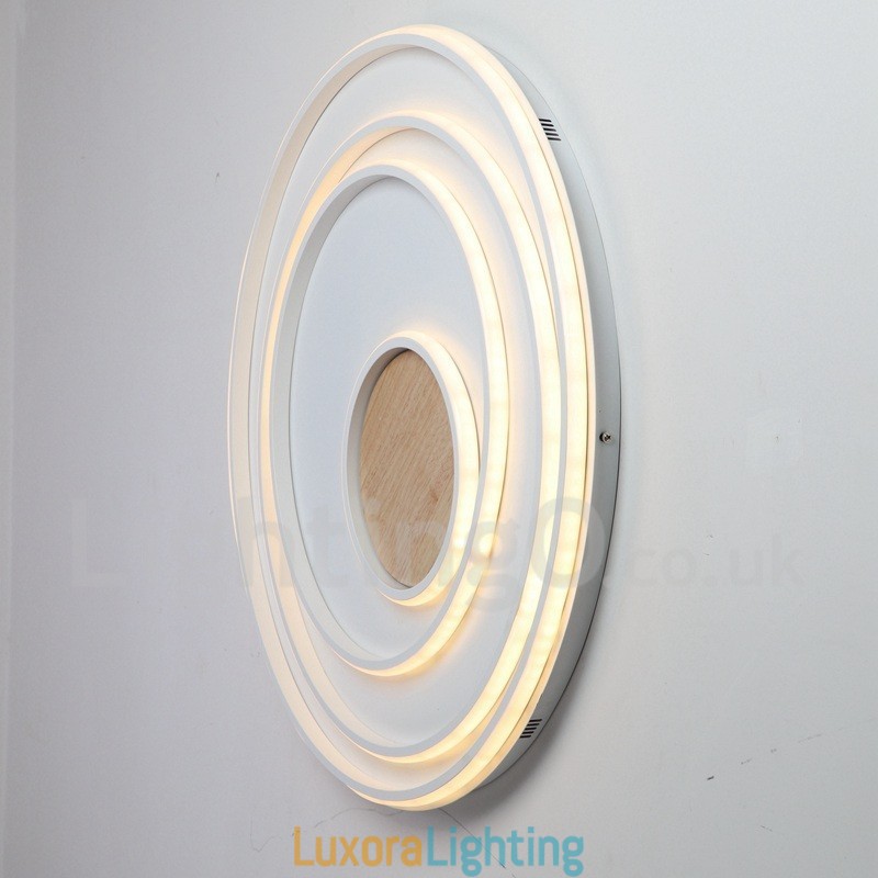 Designer Touch Decorative Dimmable White Rings Wood Ceiling Light Ultrathin Ceiling Lamp Also Can Be Used As Wall Light