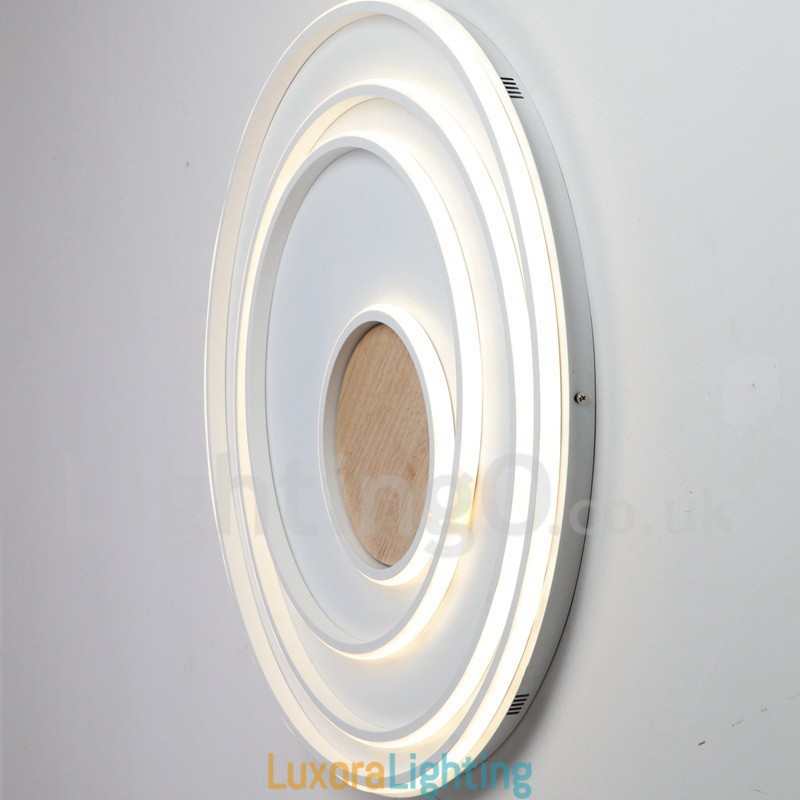 Designer Touch Decorative Dimmable White Rings Wood Ceiling Light Ultrathin Ceiling Lamp Also Can Be Used As Wall Light