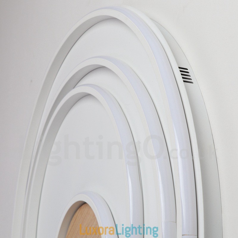 Designer Touch Decorative Dimmable White Rings Wood Ceiling Light Ultrathin Ceiling Lamp Also Can Be Used As Wall Light