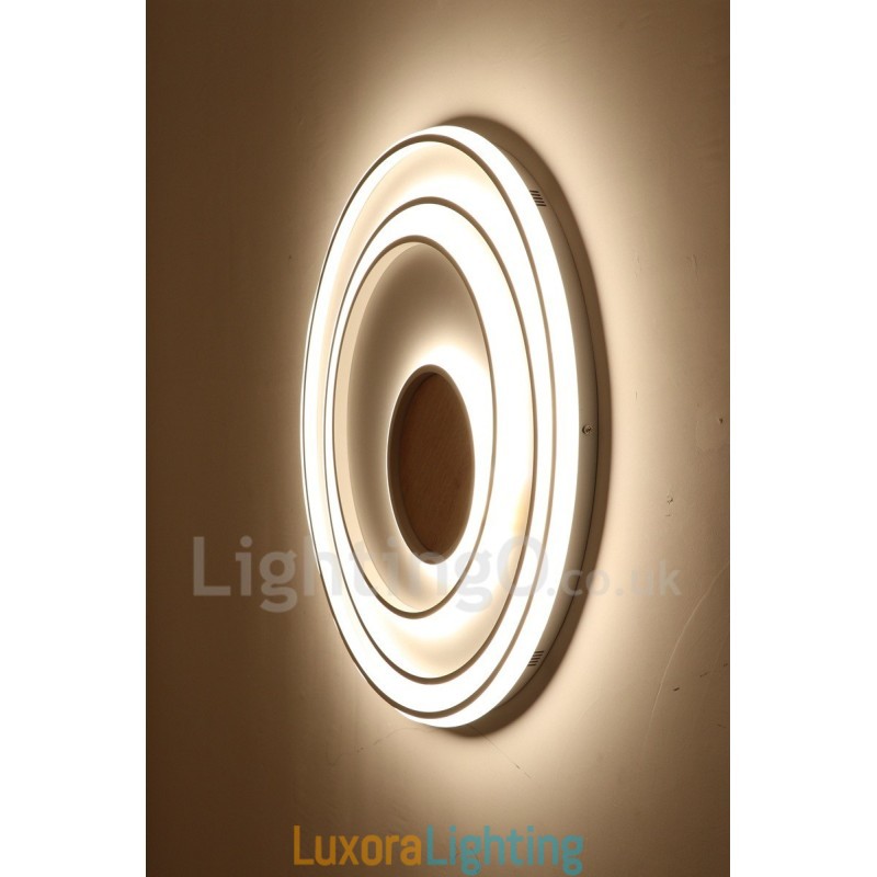 Designer Touch Decorative Dimmable White Rings Wood Ceiling Light Ultrathin Ceiling Lamp Also Can Be Used As Wall Light