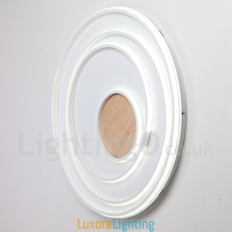 Designer Touch Decorative Dimmable White Rings Wood Ceiling Light Ultrathin Ceiling Lamp Also Can Be Used As Wall Light
