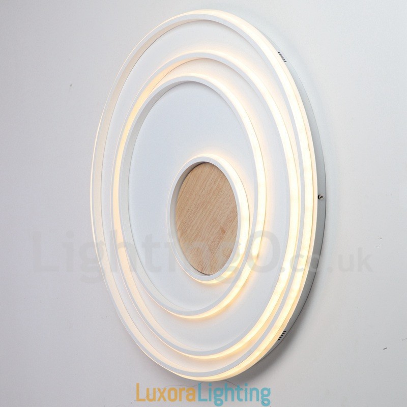 Designer Touch Decorative Dimmable White Rings Wood Ceiling Light Ultrathin Ceiling Lamp Also Can Be Used As Wall Light