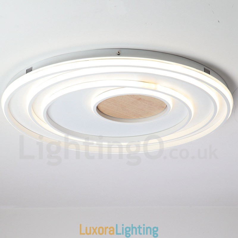 Designer Touch Decorative Dimmable White Rings Wood Ceiling Light Ultrathin Ceiling Lamp Also Can Be Used As Wall Light