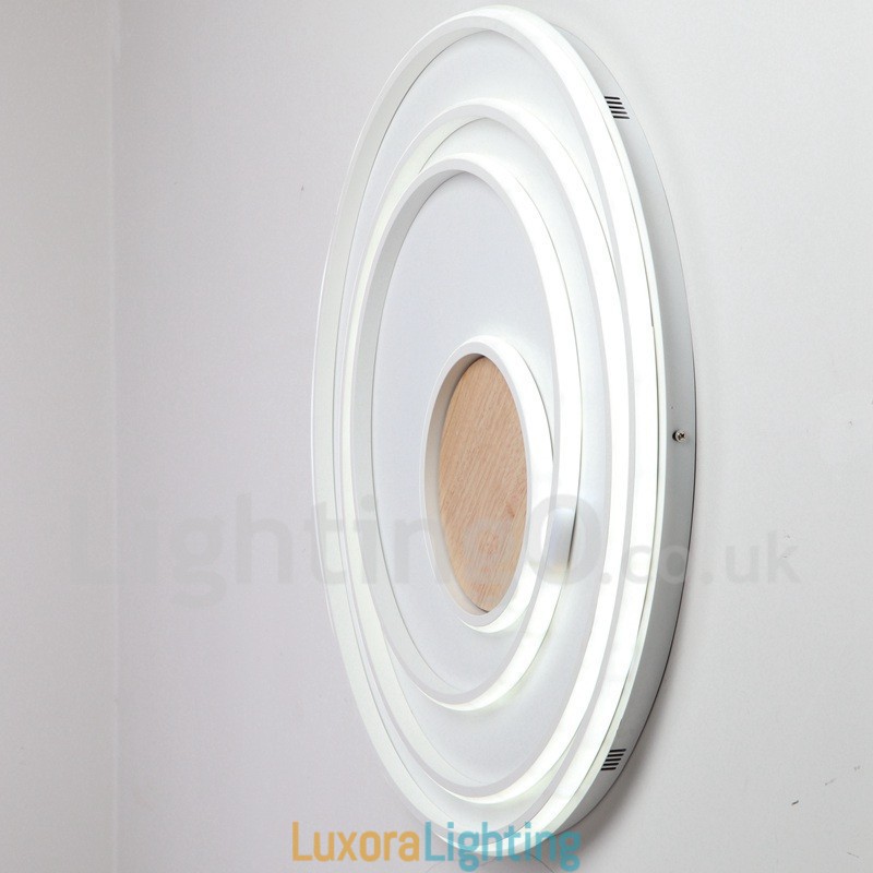 Designer Touch Decorative Dimmable White Rings Wood Ceiling Light Ultrathin Ceiling Lamp Also Can Be Used As Wall Light
