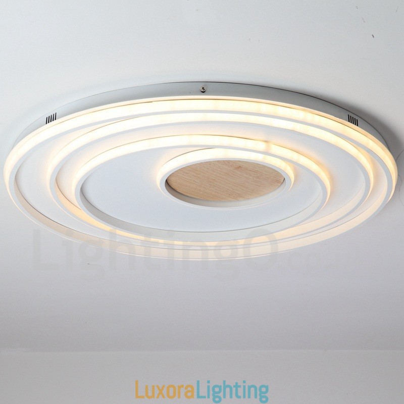 Designer Touch Decorative Dimmable White Rings Wood Ceiling Light Ultrathin Ceiling Lamp Also Can Be Used As Wall Light