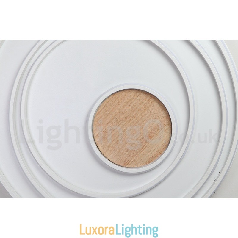 Designer Touch Decorative Dimmable White Rings Wood Ceiling Light Ultrathin Ceiling Lamp Also Can Be Used As Wall Light