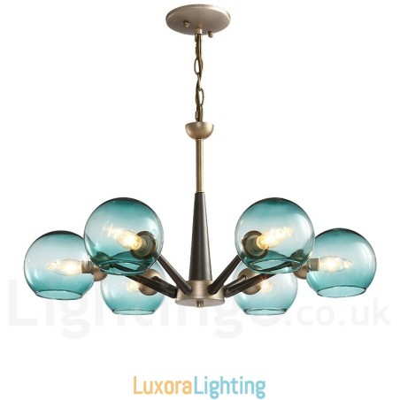 Designer Touch Decorative Retro Vintage Magic Bean Rustic Chandelier with Multi Colours Glass Shades