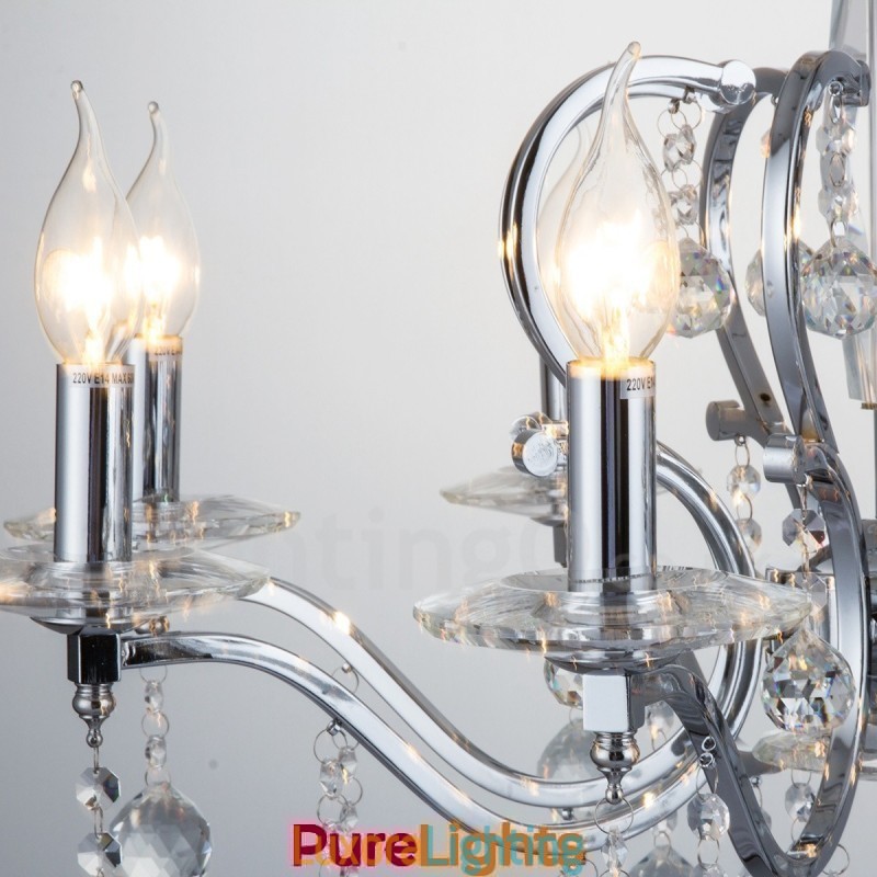 Designer Touch Decorative Chrome Elegant Crystal Candle Chandelier