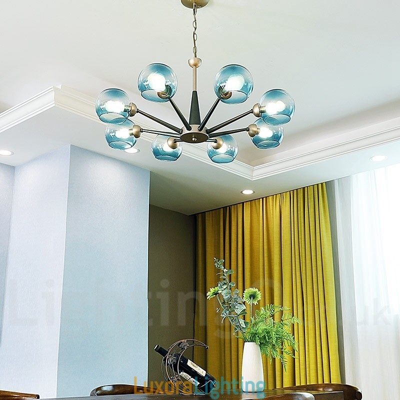 Designer Touch Decorative Retro Vintage Magic Bean Rustic Chandelier with Multi Colours Glass Shades