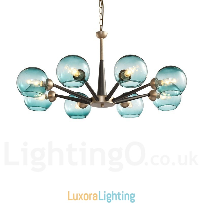 Designer Touch Decorative Retro Vintage Magic Bean Rustic Chandelier with Multi Colours Glass Shades