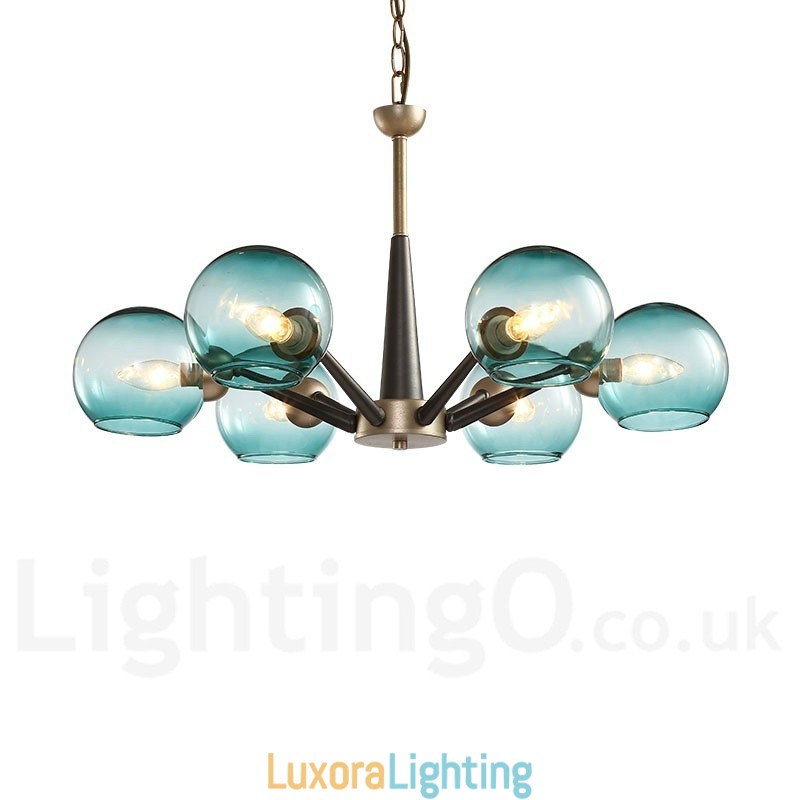 Designer Touch Decorative Retro Vintage Magic Bean Rustic Chandelier with Multi Colours Glass Shades